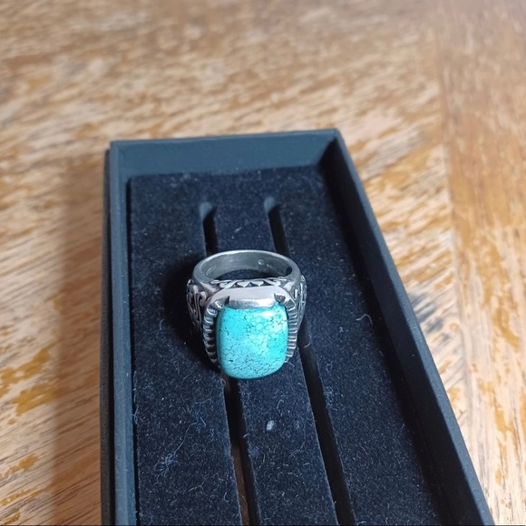 southwest style sterling silver and turquoise ring size 7 - Picture 1 of 12